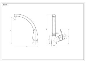 Medidas fregadero vertical caño tubo EC-20
