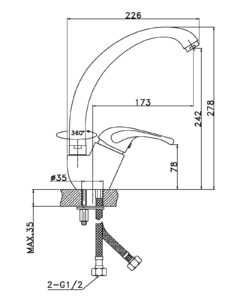 Medidas fregadero vertical caño tubo GF120